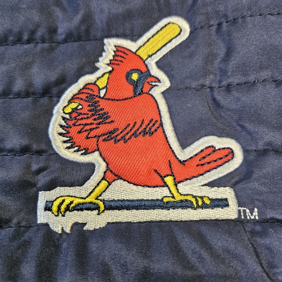 St.‎ Louis CARDINALS Mens XL Full Zip Quilted Puffer Vest Blue Bayer Unisex XL - Picture 10 of 11